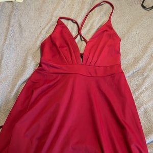 Cupshe size L high-low maroon backless dress